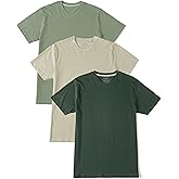 Comfneat Men's 3-Pack Lightweight T-Shirts Cotton Crew Neck Regular Fit Solid Tee