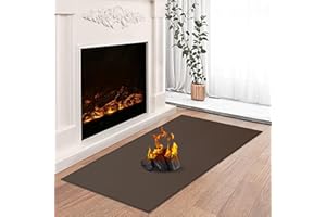 TOHONFOO Hearth Rugs for Fireplaces Fire Resistant, 42 x 24 x 0.04 inch Fireproof Fireplace Mat Hearth Rug, Hearth Pads for Wood Stove Fireplace Indoor Outdoor, Protect Floors Carpets from Sparks Embers-Brown