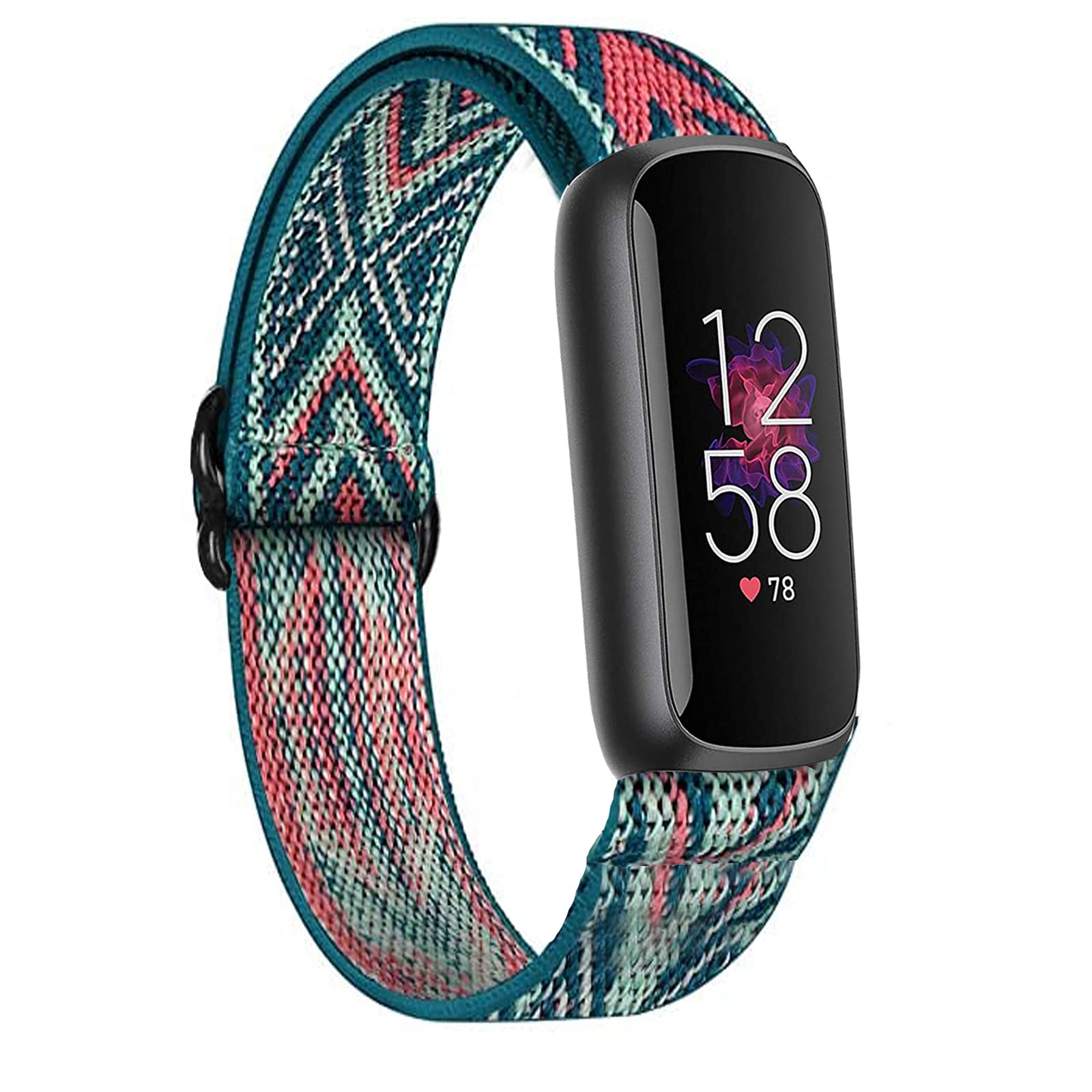 Giaogor Compatible for Fitbit Luxe Band, Stretch Elastics Nylon Adjustable Replacement Strap Accessories Compatible for Fitbit Luxe Fitness and Wellness Tracker (Green Arrow)