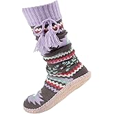 BambooMN Women's Soft Fuzzy Furry Gripper Slipper Socks with Tassel, Two Sizes