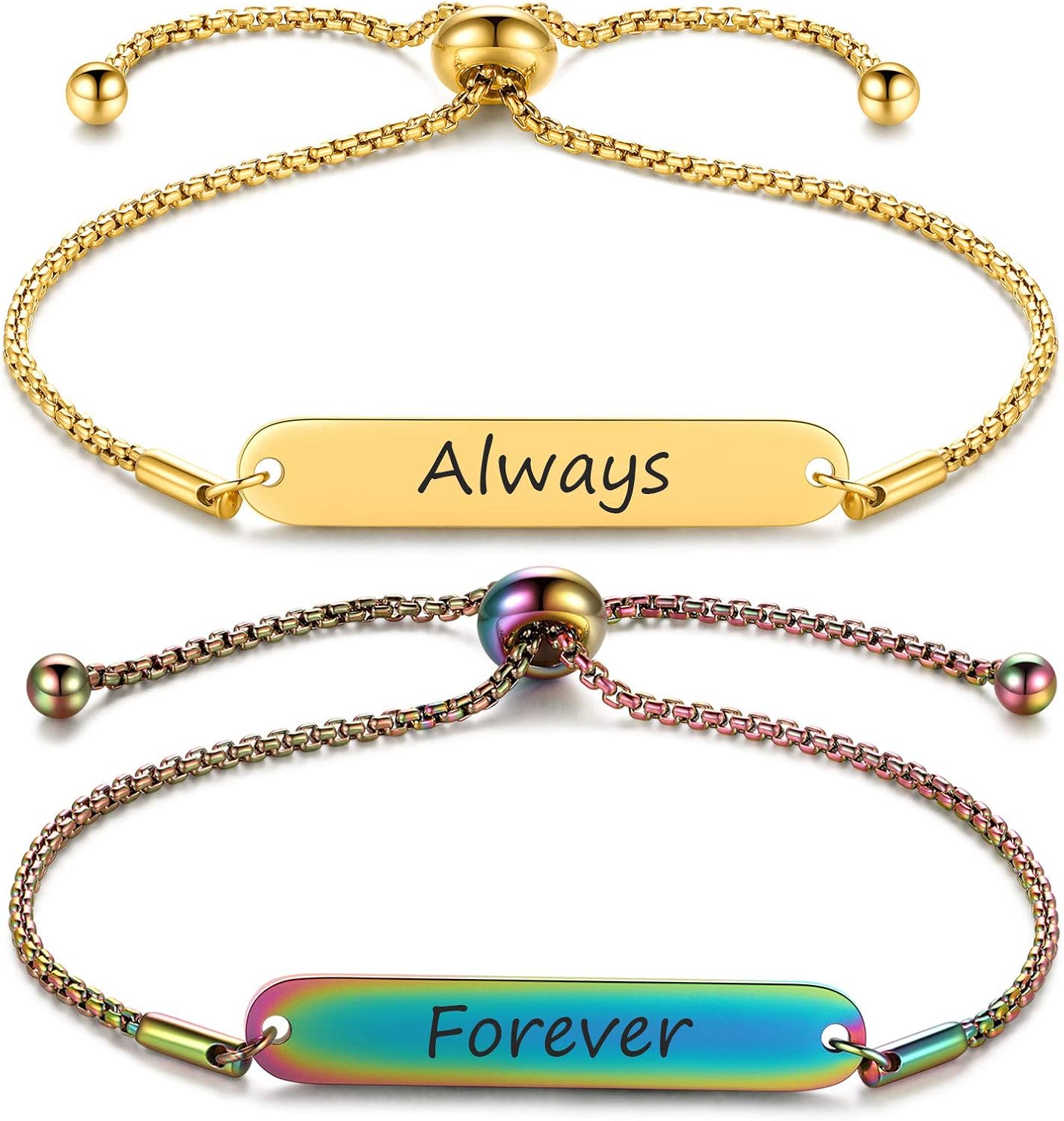 JF.JEWELRY Personalized Couple Bracelets Custom Couple Bracelet 2 Pcs Gift for