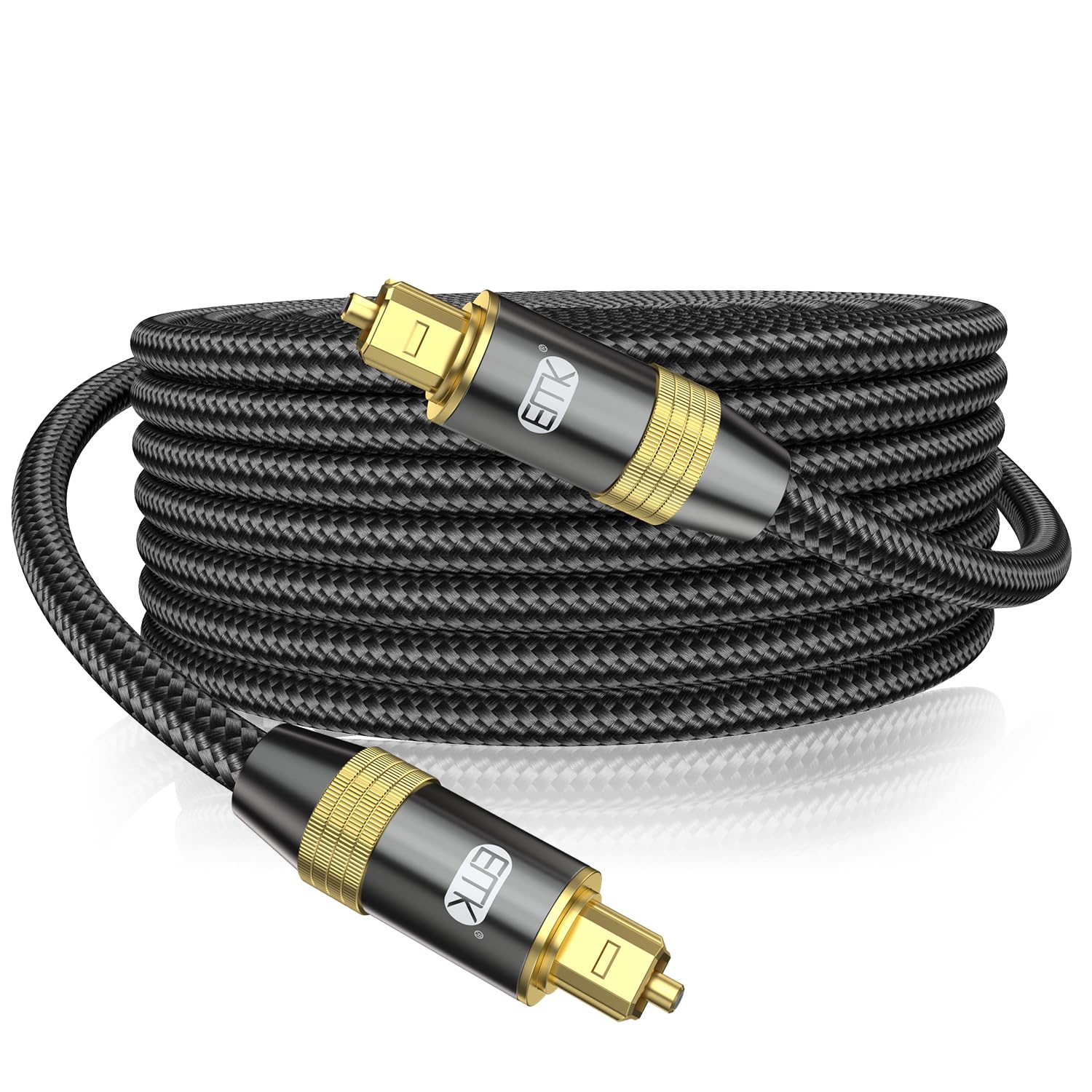 EMK Digital Optical Audio Cable Toslink Cables TOSLINK to SPDIF Male to Male Fiber Optic 24k Gold-Plated Optical Cable for Soundbar to TV, Amplifier, DVD, Speaker (3m)