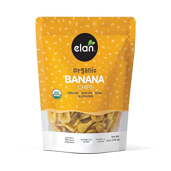 ELAN ORGANIC BANANA CHIPS, 4.8 OZ, NON-GMO, VEGAN,...
