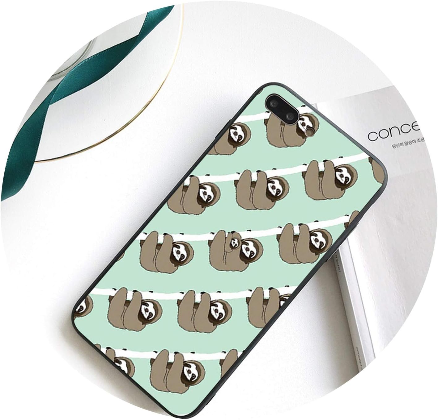 Cute Sloth Stripe Phone Case for iPhone 11 Pro 11Pro Max X XS MAX 6 6s 7 7plus 8 8Plus 5 5S SE XR-in Half,for iPhone 5,A11