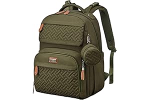 BabbleRoo Diaper Bag Backpack, Travel Backpack with Changing Pad, Pacifier Case & Stroller Straps, Multifunction, Waterproof, Unisex – Army Green