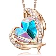 CDE Love Heart Pendant Necklaces for Women Silver Tone Rose Gold Tone Crystals Birthstone Mother's Day Valentine’s Day Jewelr