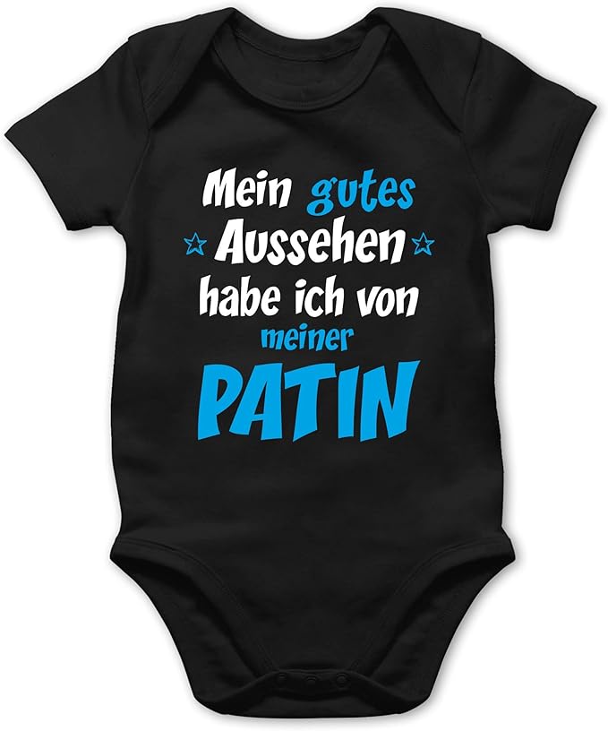 Shirtracer Statement Sprüche Baby Gutes Aussehen Patin Junge blau