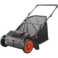 VEVOR Push Lawn Sweeper, 21-inch Leaf & Grass Collector, Strong Wheels & Heavy Duty Thickened Steel Durable to Use with Large