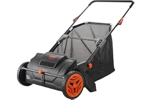 VEVOR Push Lawn Sweeper, 21-inch Leaf & Grass Collector, Strong Wheels & Heavy Duty Thickened Steel Durable to Use with Large