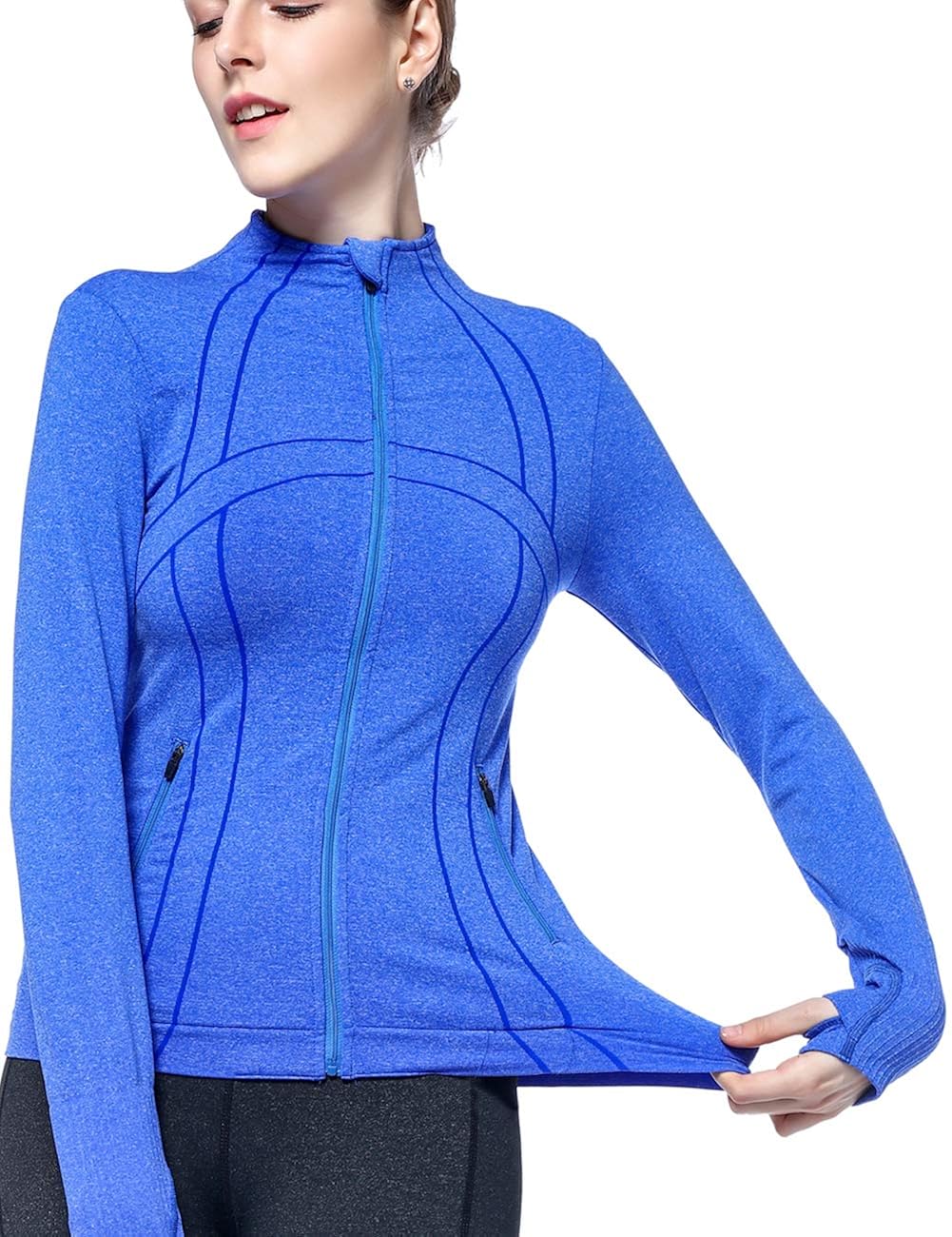 DISBEST Womens Athletic Jackets Stretchy Performance FullZip Workout