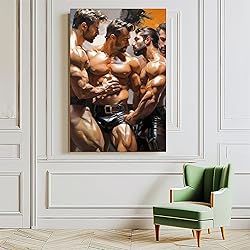 HMLZSJ Nude Muscle Male Torso Portrait Art Gay