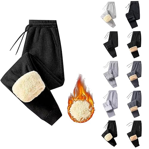 Fleece Lined Joggers For Women Uk Winter Thermal Warm Jogging Bottoms For Women Plus Size Thick Furry Drawstring Elasticated Waist Lounge Pants Warm Workout Ladies Tracksuit Bottoms Baggy Sweatpants