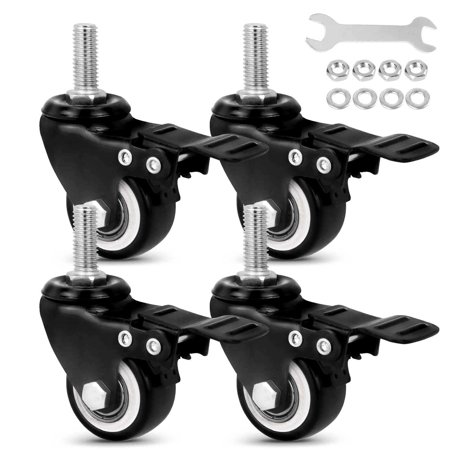 Photo 1 of 1.5"Stem casters Set of 4 Heavy Duty Inch Threaded Stem 5/16"- 16 x 1" casters Wheels Furniture Wheels, 300Lbs…