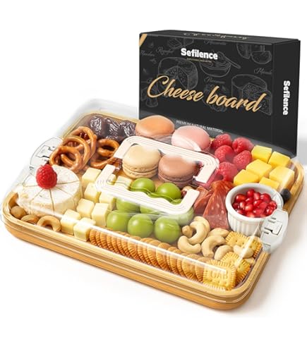 Tabla De Cortar/bandeja De Bambú Con Tapa - 28x38 Cm, 6 Compartimentos, Ideal Picnics Y Fiestas