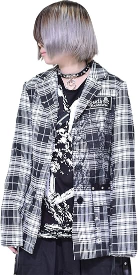 エーシーディーシーラグ Punksクロスジャケット 十字架 タータンチェック パンク 原宿系 レディース ブラックタータン コート ジャケット 通販 Amazon