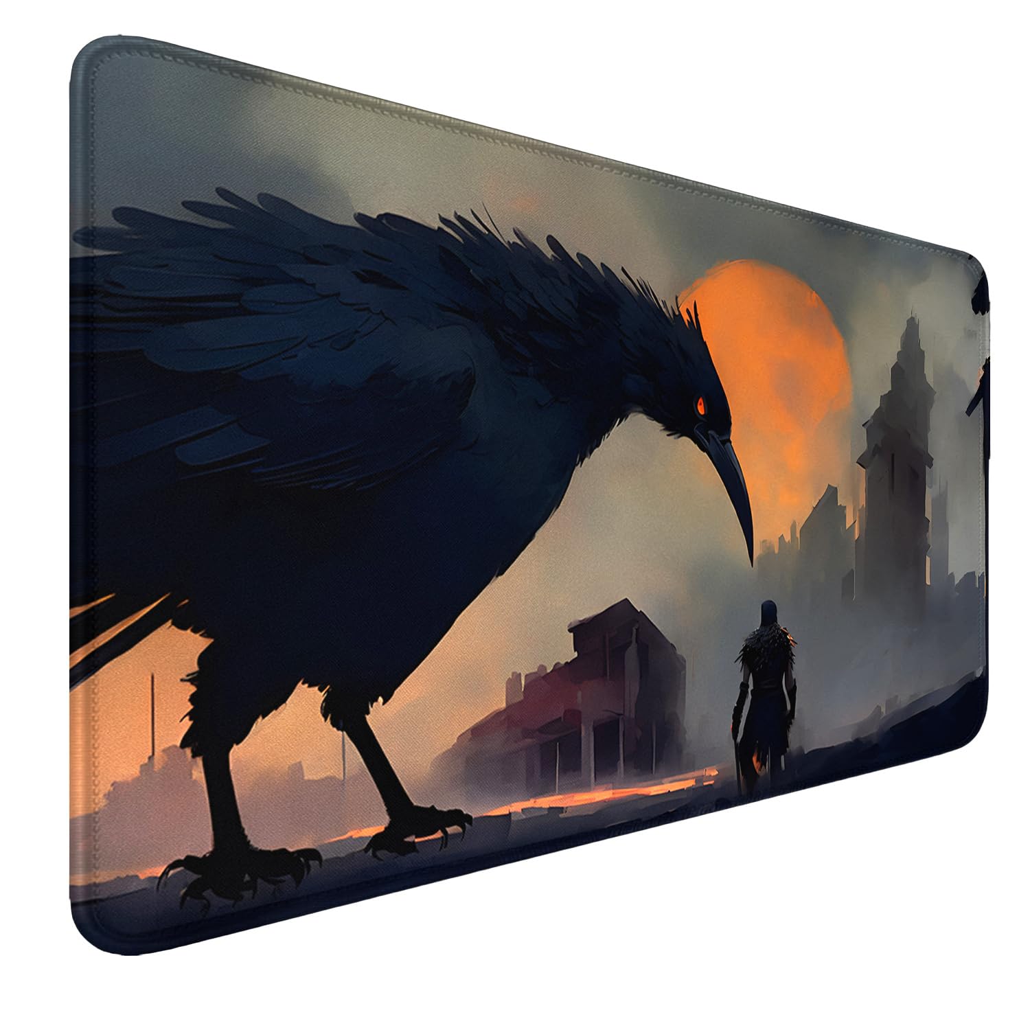 MTG Playmat with Zones Stitched Edges, Non-slip Rubber Bottom MTG Playmats, Smooth Rubber Surface Battle TCG Playmat 24" x 14" Halloween Mouse Pad MTG Mats+ Storage Bag