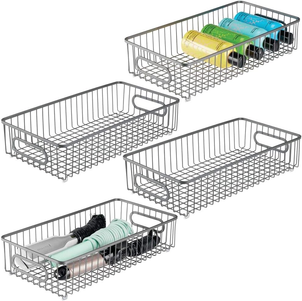 gris oscuro Organizador de cosméticos para el baño Cesto de alambre