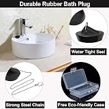 Tomario 2 Pack Silicone Sink Bath Plug 44mm with Stainless Chain Black 2x view 5