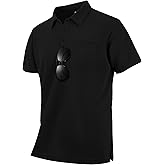 WENTTUO Mens Polo Shirts Short Sleeve Summer Moisture Wicking Performance Athletic Golf Shirts for Men with Pocket