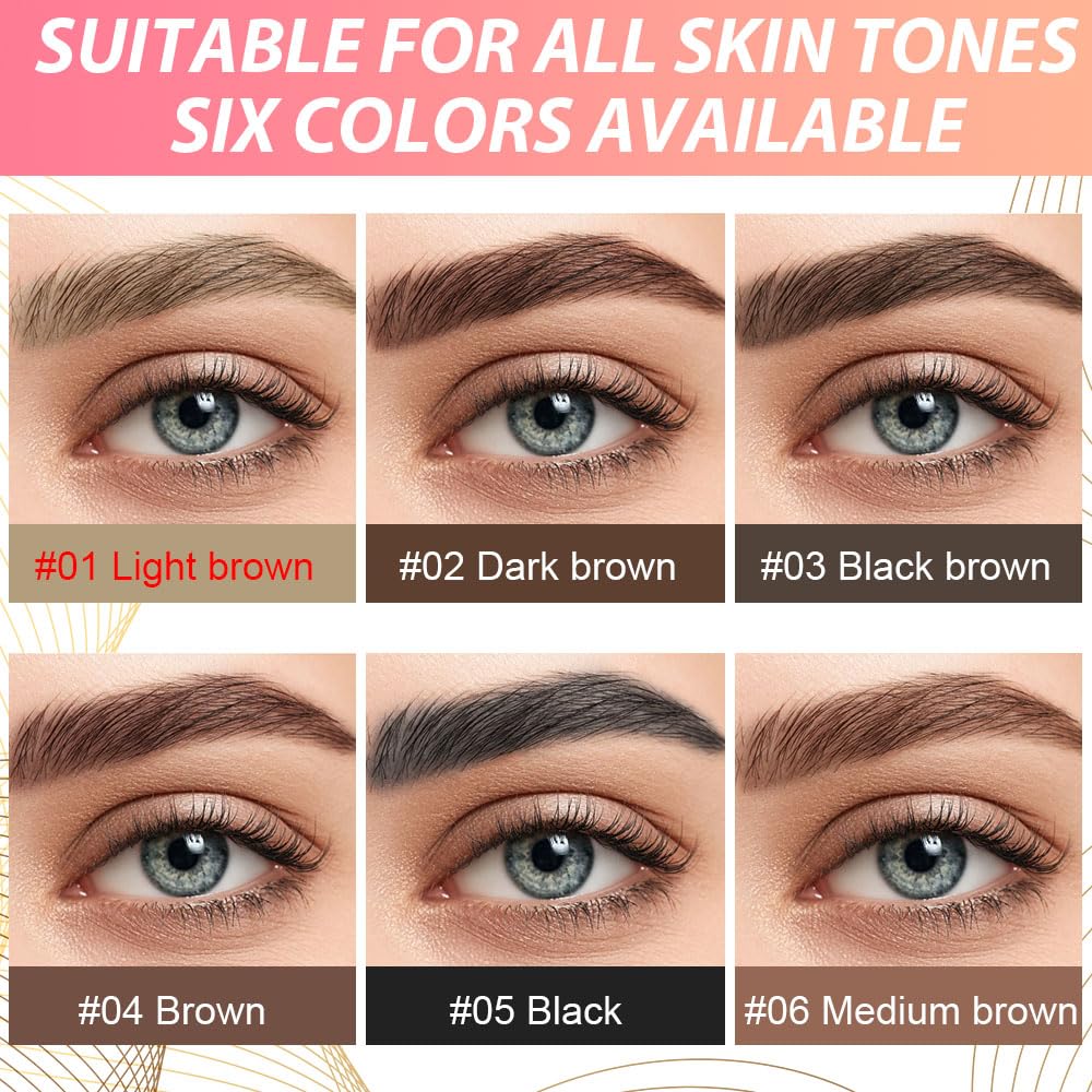 Light Brown Microblading Eyebrow Pen,2-in-1 Magic Eyebrow Pencil with Brow Brush,Eyebrow Contouring Pen,Magical Precise Waterproof Brow Pen,lapiz de cejas 3d Eye Brow Pencils for Women,01