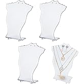 arricraft 4 Pcs Jewelry Necklace Displays, Clear Bust Display Stand Plastic Jewelry Display Holder for Jewelry Display (Hight 4.72")