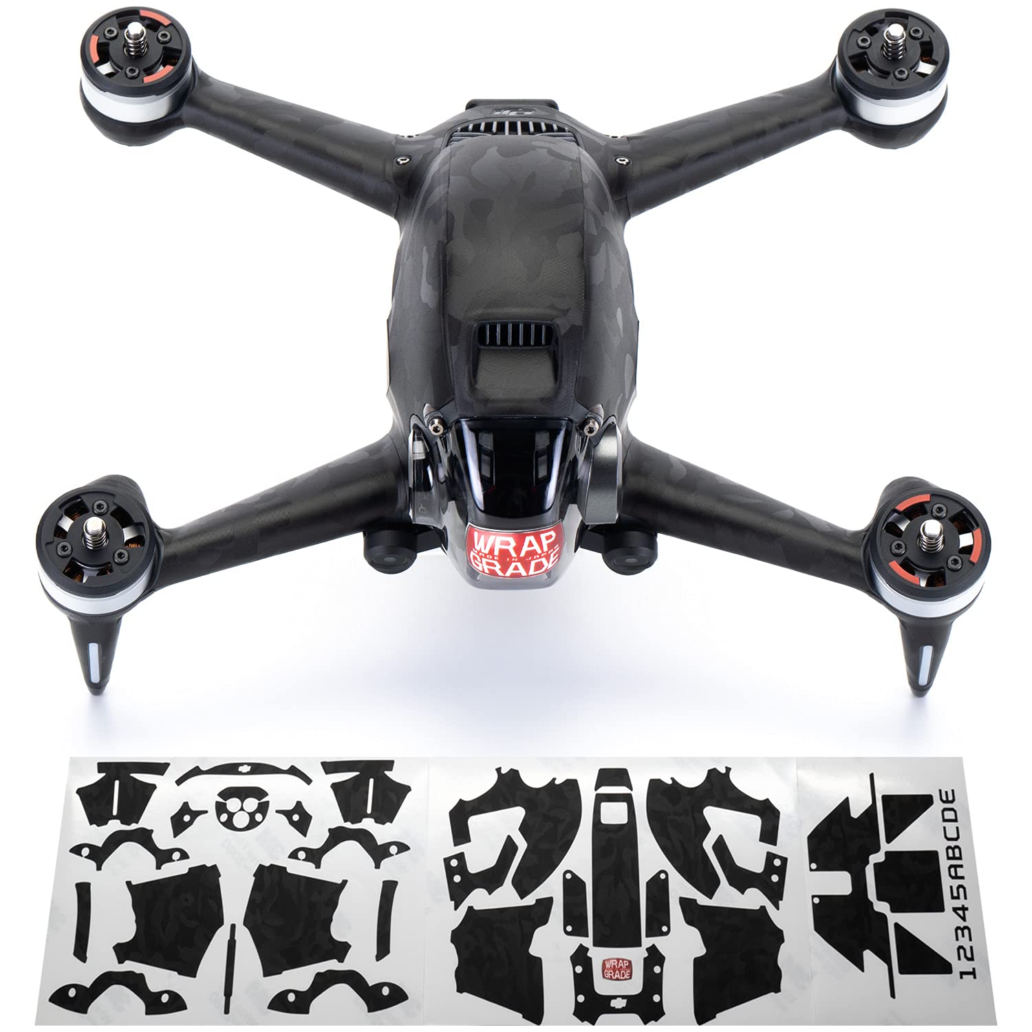 WRAPGRADE Skin Compatible with DJI FPV | Full-wrap (Black Bumpy CAMO)