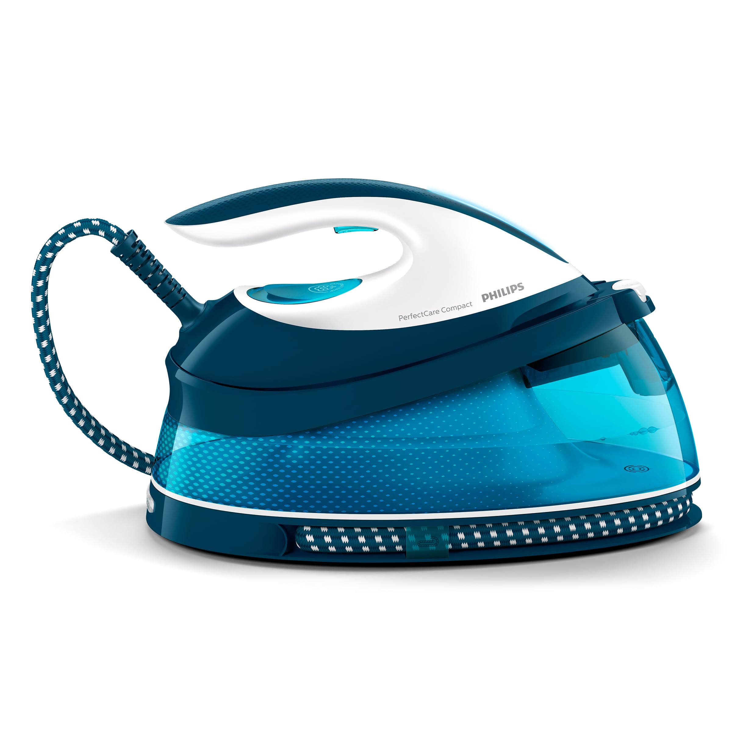 Philips PerfectCare Compact Steam Generator Iron, 1.5L Water Tank, Energy Saving, ECO Mode, No Burns with OptimalTEMP Technology, SteamGlide Soleplate (GC7840/26)