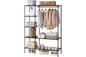 Dttwacoyh Portable Wardrobe Closet for Hanging Clothes, Black, 70.79 x 50.2 x 17.48 Inches