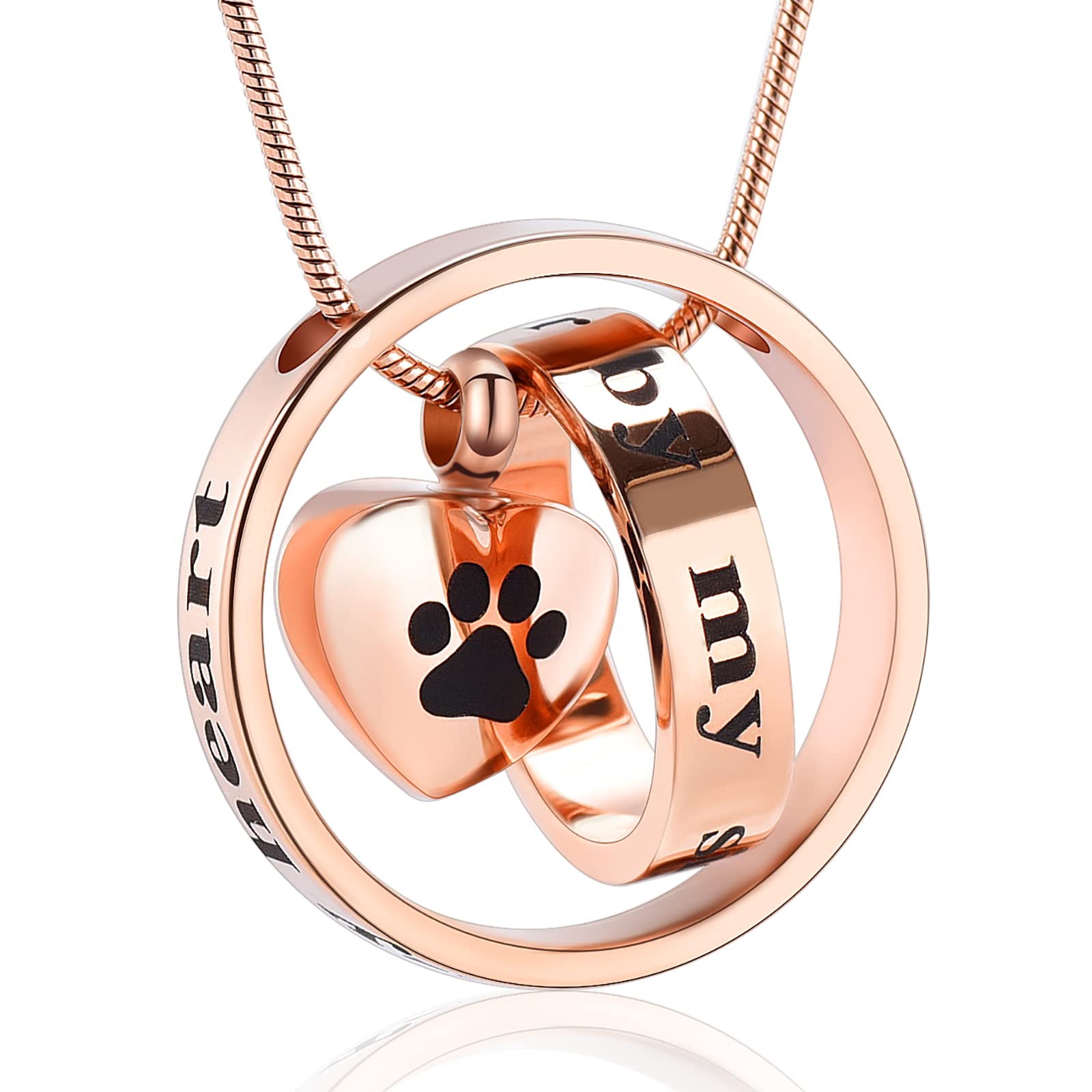 Minicremation Cremation Jewelry Urn Necklace for Ashes Forever in My Heart,No Longer by My Side Cremation Pet Urn Necklace Screw Opens and Lock Ashes Pendant Jewelry for Dog Cat