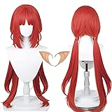 Nilou Cosplay Wig Long Red Wig with Bangs Red