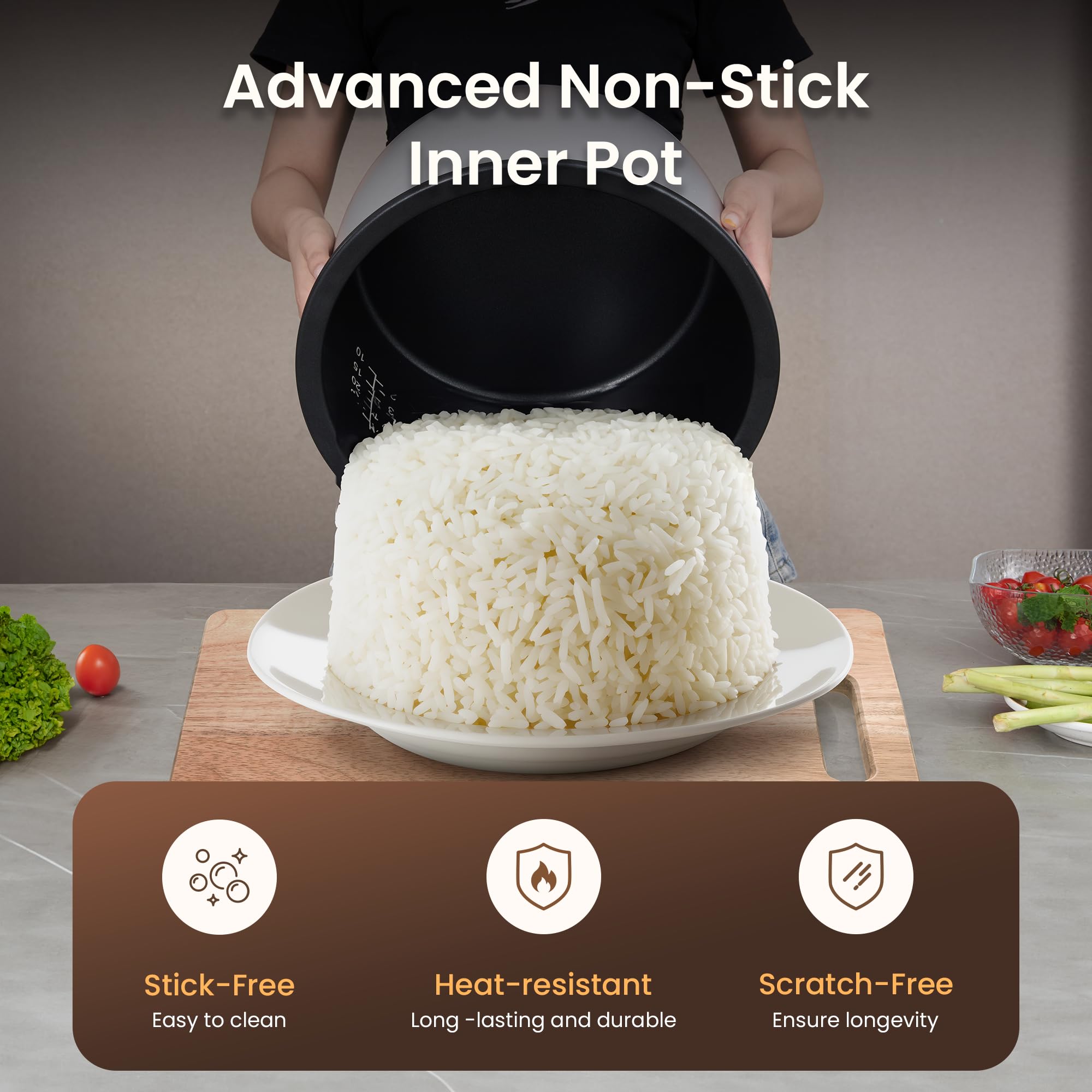 SYBO Commercial Rice Cooker and Warmer, 60 Cups Cooked (30 Cup Uncooked) Large Rice Cooker with Hinged Lid, Non-Stick Insert Pot, Stainless Steel Exterior