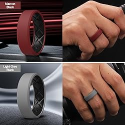 Egnaro Men's Silicone Rings, 7.5mm Wide 2.5mm Thick