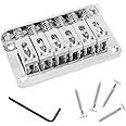 HARSKIYER Silver Adjustable 6 String Guitar Bridge, Metal Fixed Top Load Guitar Tailpiece Guitar Fixed Bridge Hardtail Saddle Bridge Guitar Parts for 6 String Guitar