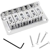 HARSKIYER Silver Fixed 6-String Hardtail Guitar Bridge Top Load W/Kit | Zinc Alloy Side-Wall Saddle Lock, Adjustable Intonation Height, 10.5mm Spacing, Allen Key Screws Incl, Electric Guitars