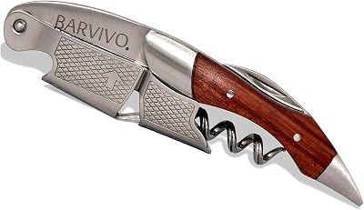 BARVIVO Bar Tool Wine Opener with Foil Cutter Rosewood Handle