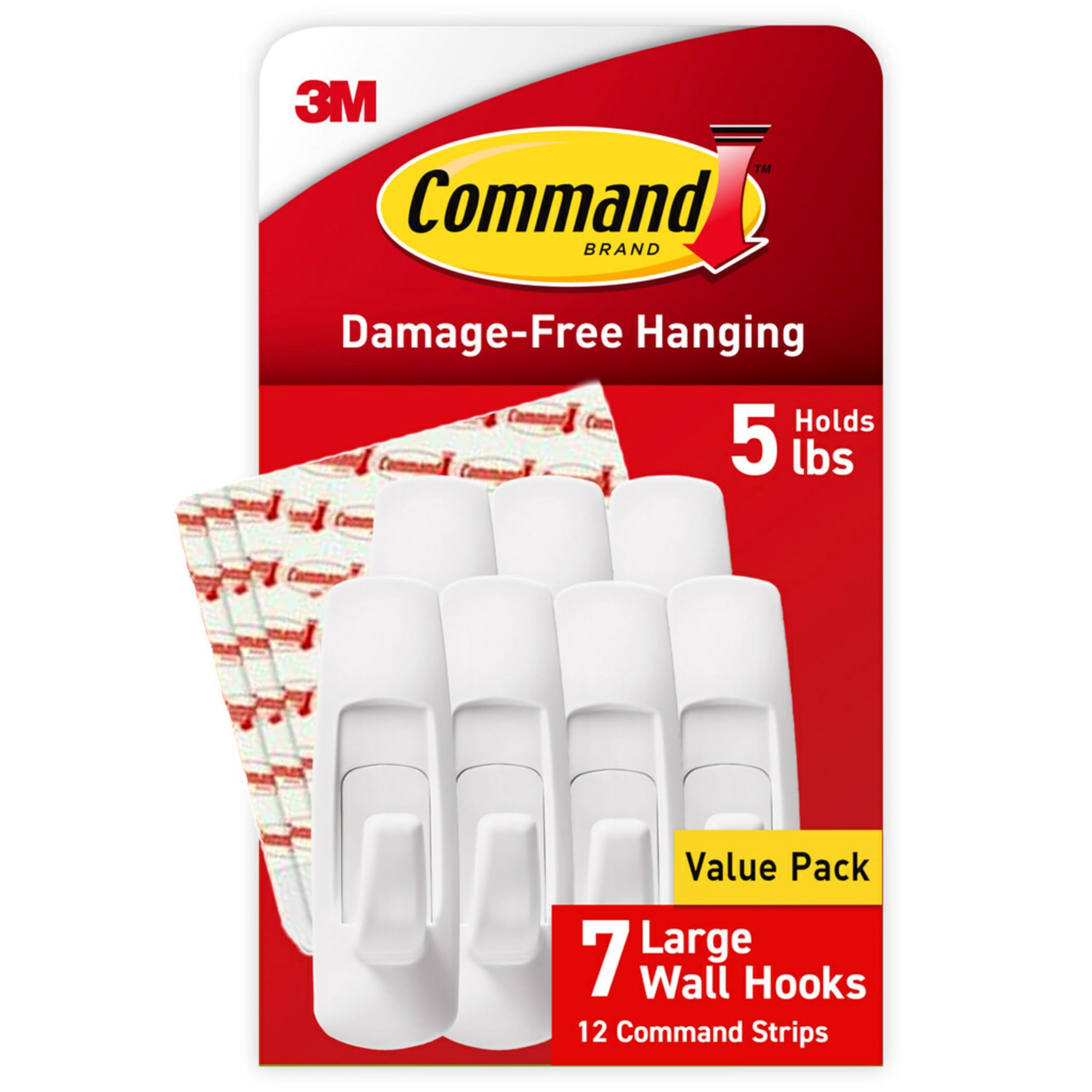 Photo 1 of *MISSING PARTS - See Clerk Notes*
Command 5 lb Large Utility Hooks, 7 Hooks and 12 Strips, Damage-Free Hanging Wall Hook with Adhesive Strips, No Tools Required, Great for Home Kitchen Office Organization