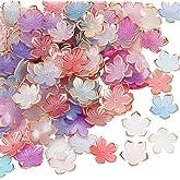 UNICRAFTALE 200Pcs Acrylic Flower Beads Flower Bead Caps Multi-Petal Spacer Loose Beads Flowers Bead End Caps for DIY Craft Necklaces Bracelets Jewelry Making