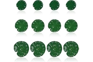 JOSOJOOU 12 Pcs Lily Pads for Ponds, 3 Sizes Realistic Floating Foam Lotus Leaves, Realistic Pond Plants Decor for Koi Fish Pool Fountain Patio Aquarium