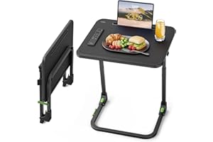 SAIJI Foldable TV Tray | Easy Folding Small Table, Height & Tilt Adjustable TV Trays for Eating, Working, Crafting - Sturdy TV Dinner Tables on Couch & Bed