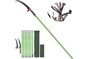 LICHTUND Sturdy Pole Saws for Tree Trimming 27 Feet, Long Tree Pruner with Hand Saw and Blades Set, Extendable Tree Trimmer Branch Cutter Garden Tools Manual Pruning Loppers for Sawing and Shearing
