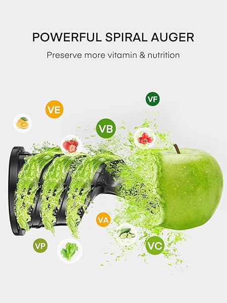 JUICER MACHINES, 5.4″ EXTRA LARGE FEED CHUTE FIT WHOLE FRUITS & VEGETABLES, SLOW MASTICATING COLD PRESS JUICER EASY TO CLEAN, 250W, HIGH JUICE YIELD