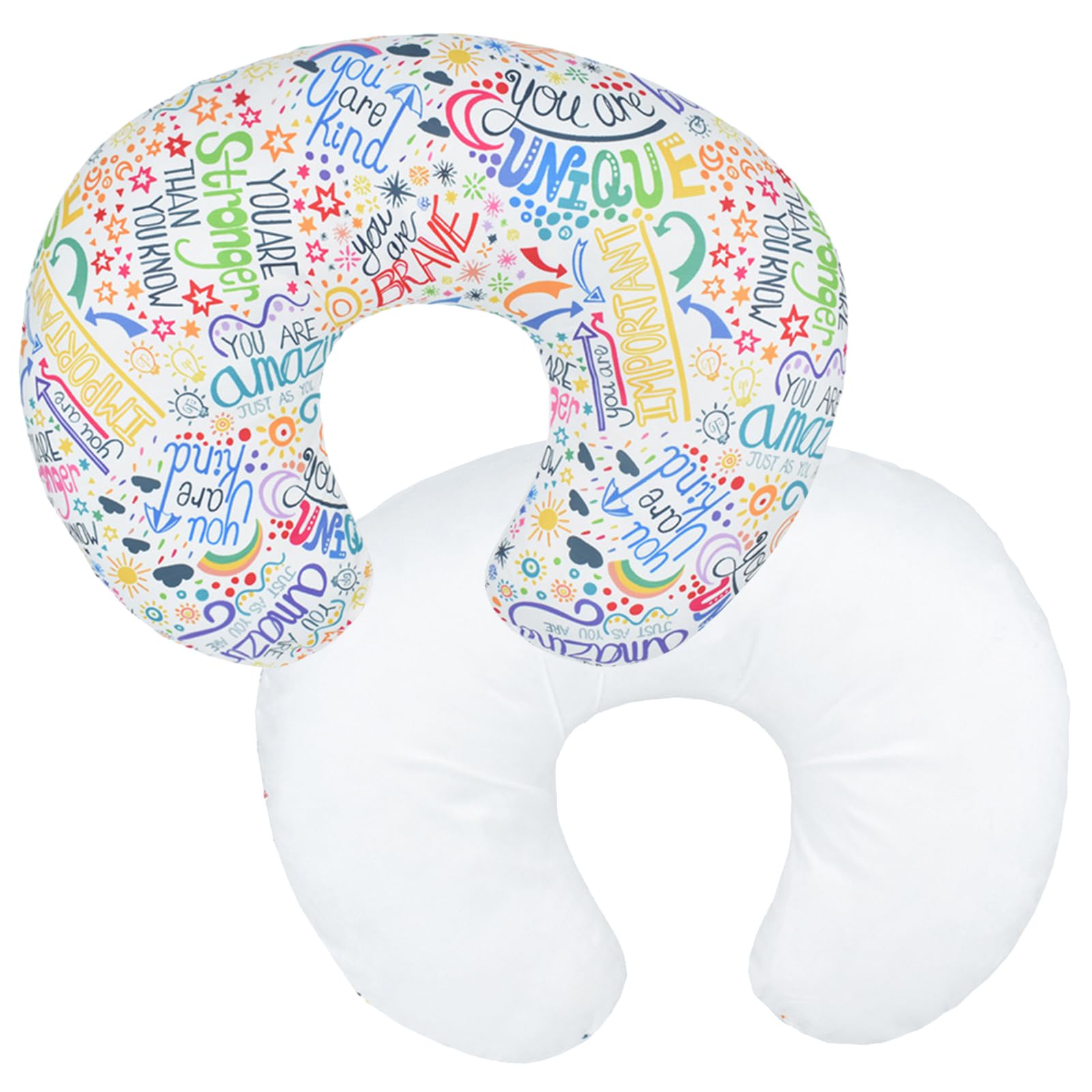 Winmany Baby Nursing Pillow Cover Infant Removable Breastfeeding Pillow Cover Cute Pattern Newborn Nursing Pillowcase Slipcovers Cushion Cover for Girls Boys 22.5 x 18" (Colorful World) — image 1