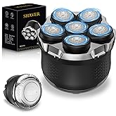 Head Shavers for Bald Men, 6 D Head Shaver LED Display Dry Wet Bald Head Razor, IPX7 Waterproof Skull Bald Head, Back & Groin Electric Razor, Rechargeable Flex Blades for a Close Shave