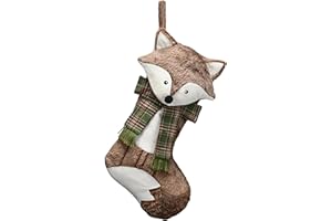 Valery Madelyn Christmas Stockings Decorations, 21 Inch Fabric Fox Brown Exquisite Plush Personalized Fireplace Pet Hanging Ornament for Holiday Xmas Party Decor