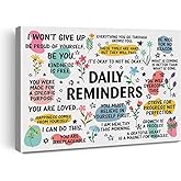 Inspirational Daily Reminders Poster Canvas Wall Art for Office Home Decor - Positive Affirmation Canvas Print Wall Art Painting Framed Encouragement Gifts - Easel & Hanging Hook 12x15 Inch