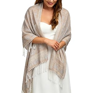 Paisley Rave Shawl Wrap for Women - Soft Large Jacquard Boho Scarf Warp