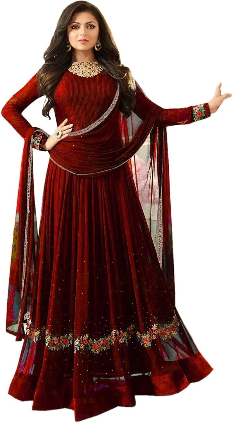 Amazon.com: THE FASHION EDGE Indian Pakistani Anarkali Designer Ethinic Suit Red: Clothing