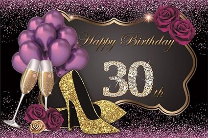 Lfeey 7x5ft Happy 30th Birthday Backdrop Bling Gold And Amazon Co