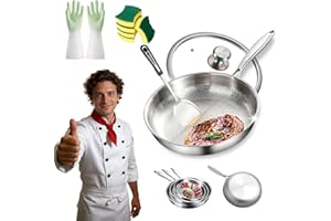 Titanium Pan - 10-12" Pure Titanium Frying Pan Pro with Lid for All Stovetops, Scratch-Resistant & Non Stick, Extreme Heat Re