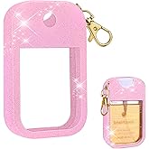 AIERSA Hand Sanitizer Spray Glitter Case Compatible with Touchland, Silicone Hand Sanitizer Case Holder with Keychain for Touch Land Mist 1FL. OZ(Glitter Sequin pink)